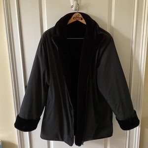 XXL Reversible Faux Fur Coat black 1X